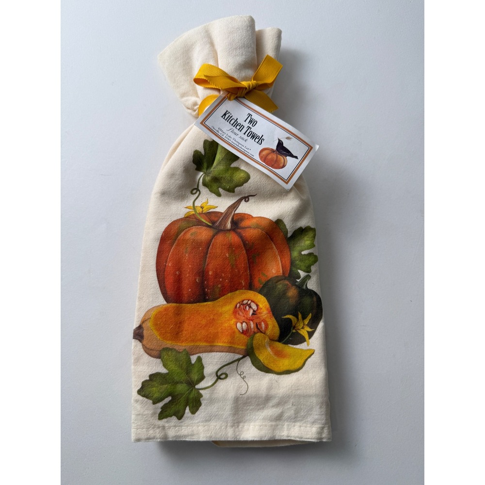 NWT Mary Thompson Lake Pumpkin Squash Autumn Fall QTY (2) Flour Sack Towels.